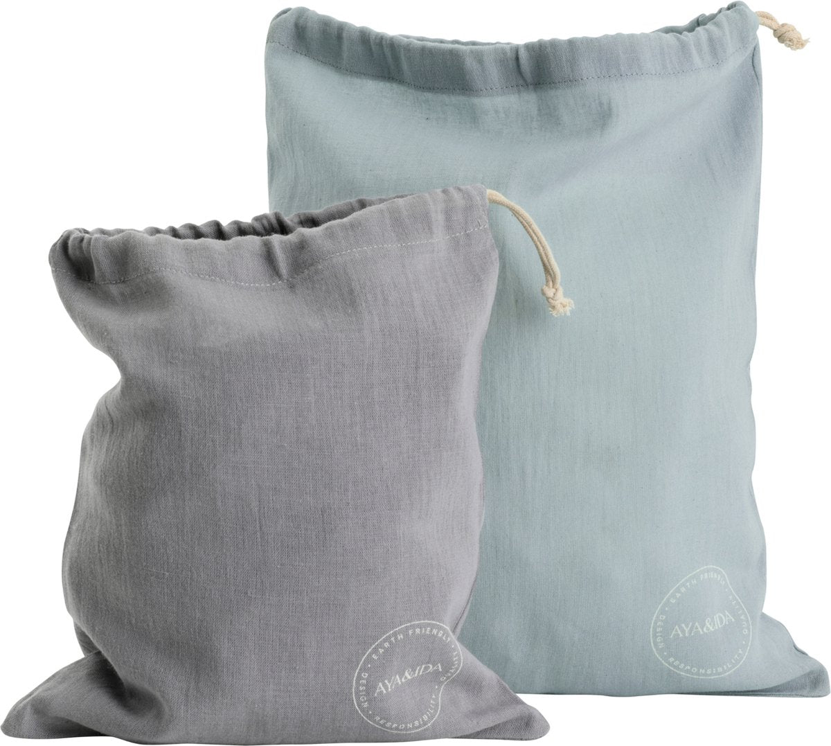 Aya ida aya ida - bolsas de algodón - bolsa de algodón - lonchera - reutilizable - verde menta gris oscuro