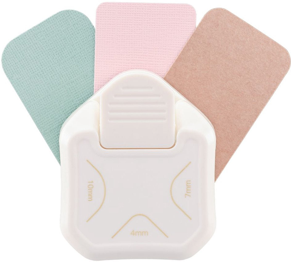 Vaessen creative pons - hoekpons - 3 in 1 label pons - 4, 7, en 10 mm - ivoor