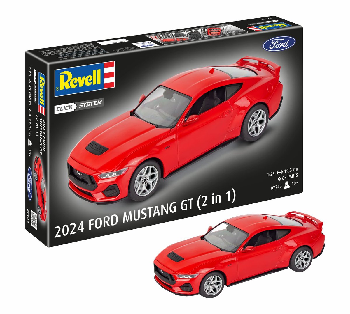 Revell modelbouwpakket auto - 07743 ford mustang gt 2024 - amerikaanse auto plastic - 1:25 - modelbouw