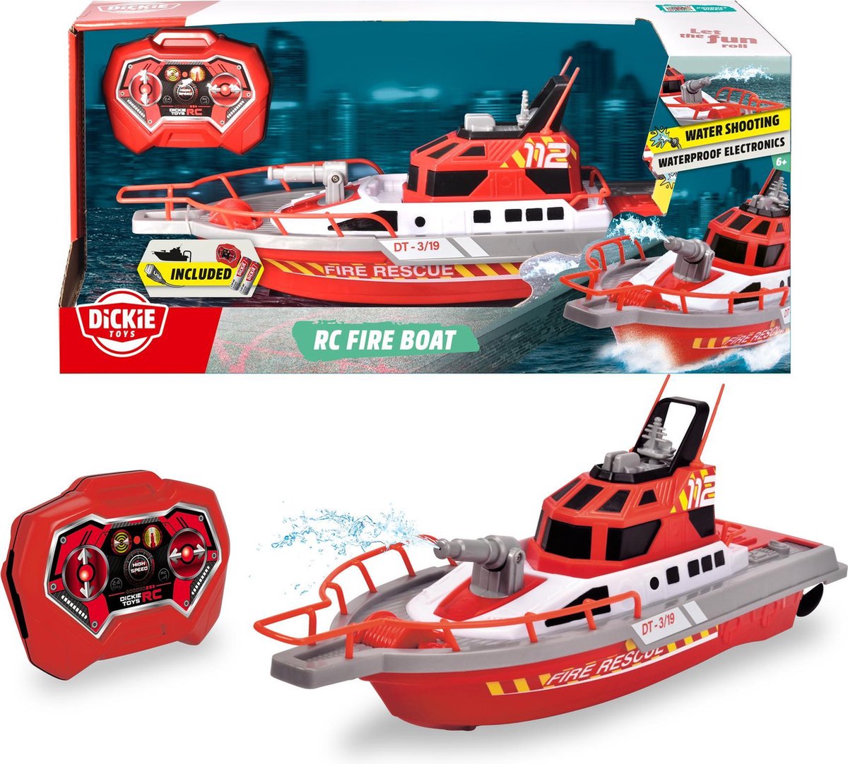 Dickie - barco rc - vehículo rc - bomberos