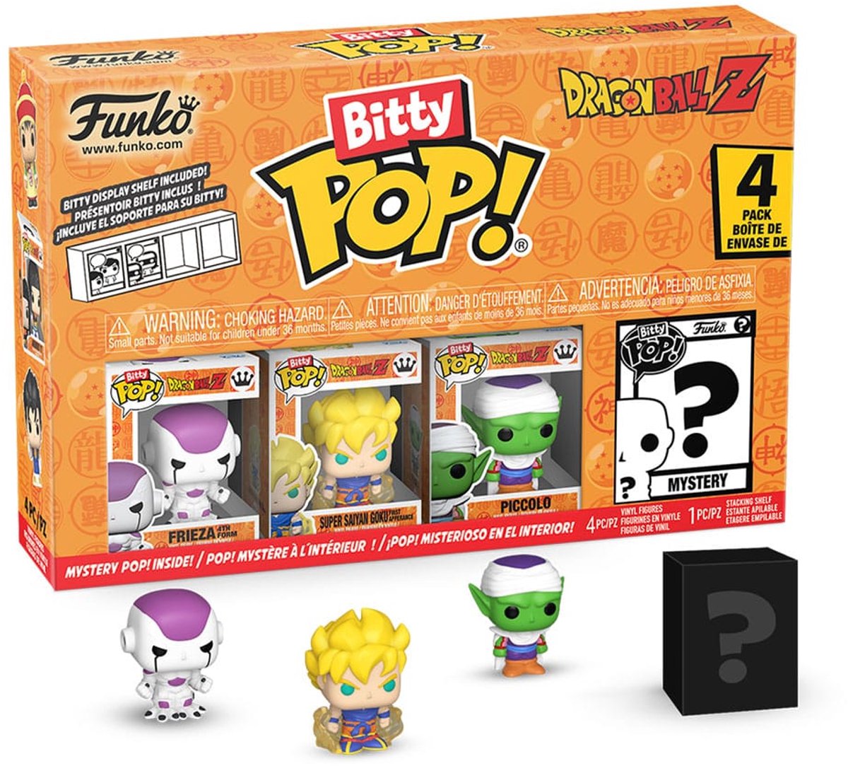 Funko bitty pop! pop! dragon ball z - frieza, super saiyan goku, piccolo
