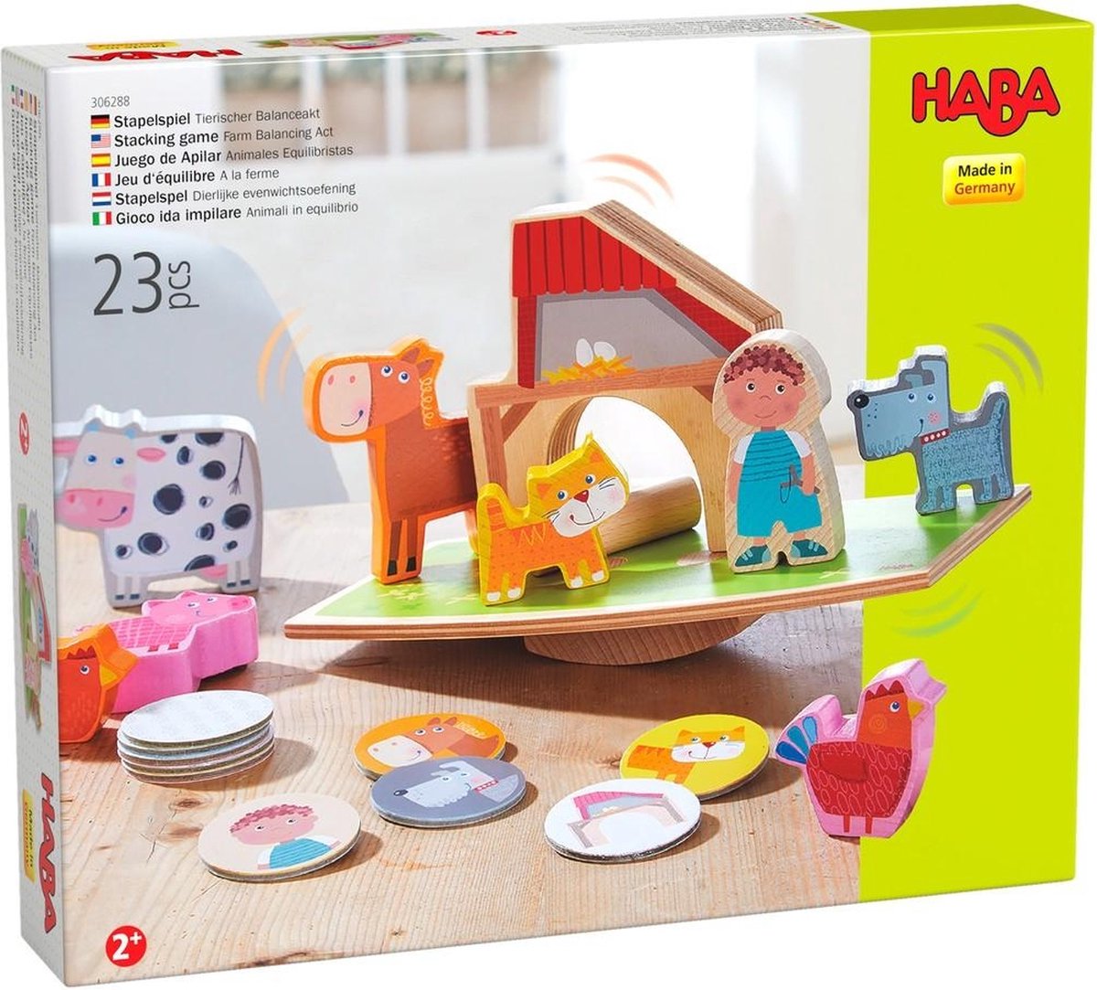 Haba gioco impilabile animale junior 28,8 cm legno marrone 23 pezzi