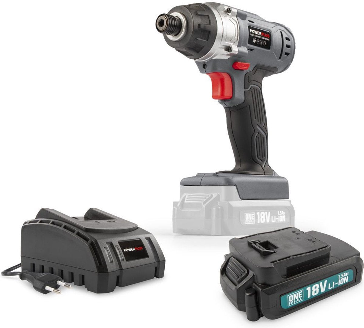 Powerplus powebiss1 slagschroevendraaier - 18v+batt. 1.5ah+lader