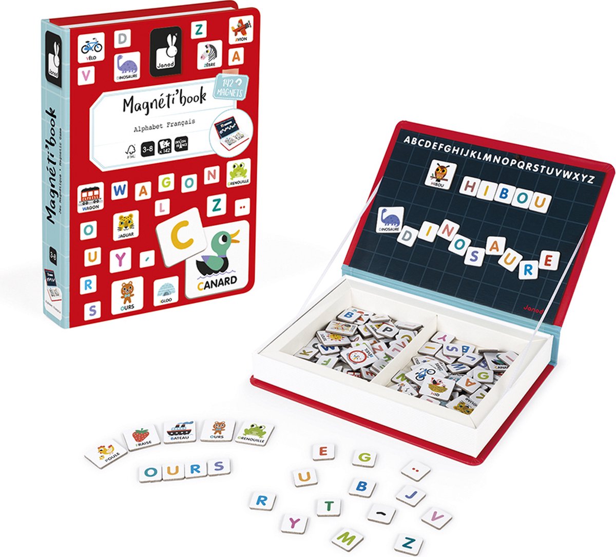 Janod - magnetibook - alfabeto francese - set da gioco con libro magnetico