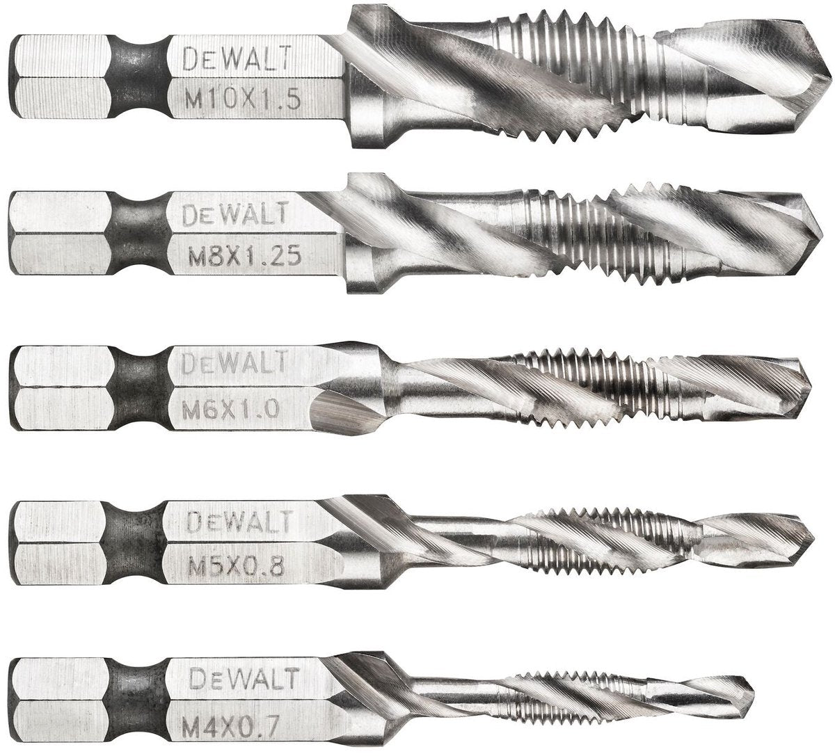 Accessori Dewalt dt50060 | set di punte per maschi | 1 4 esadecimale | filettatura metrica m4 m5 m6 m8 m10 - dt50060-qz