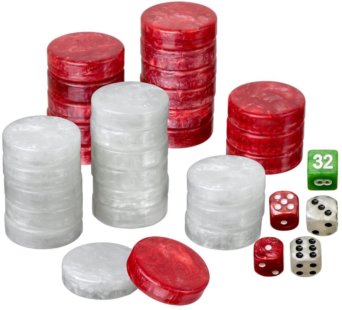Set di pezzi da backgammon Philos grandi 34 mm rosso bianco