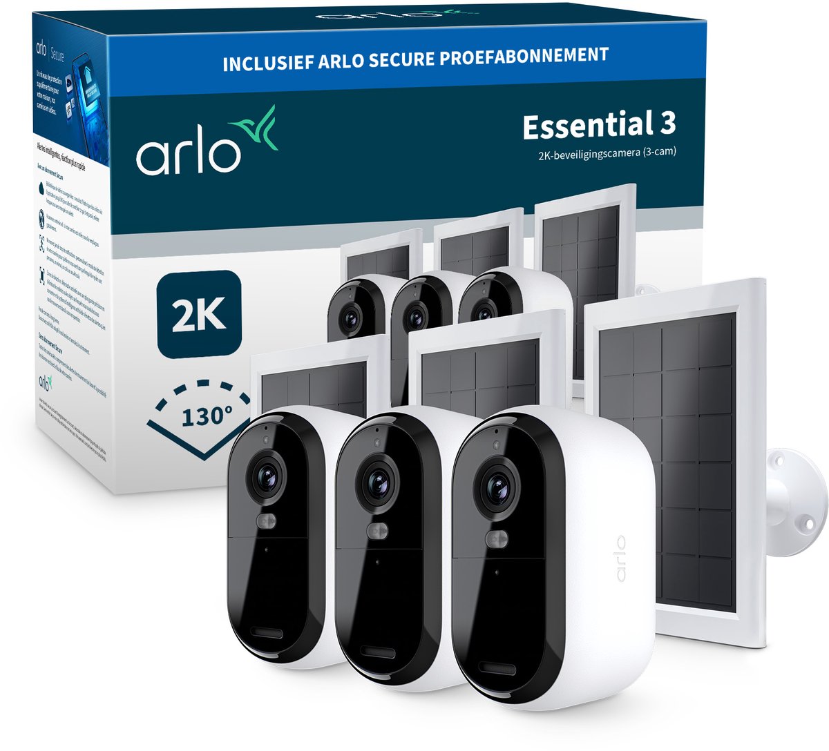 Pannelli solari per telecamera di sicurezza Arlo essenziali3 2K - confezione da 3