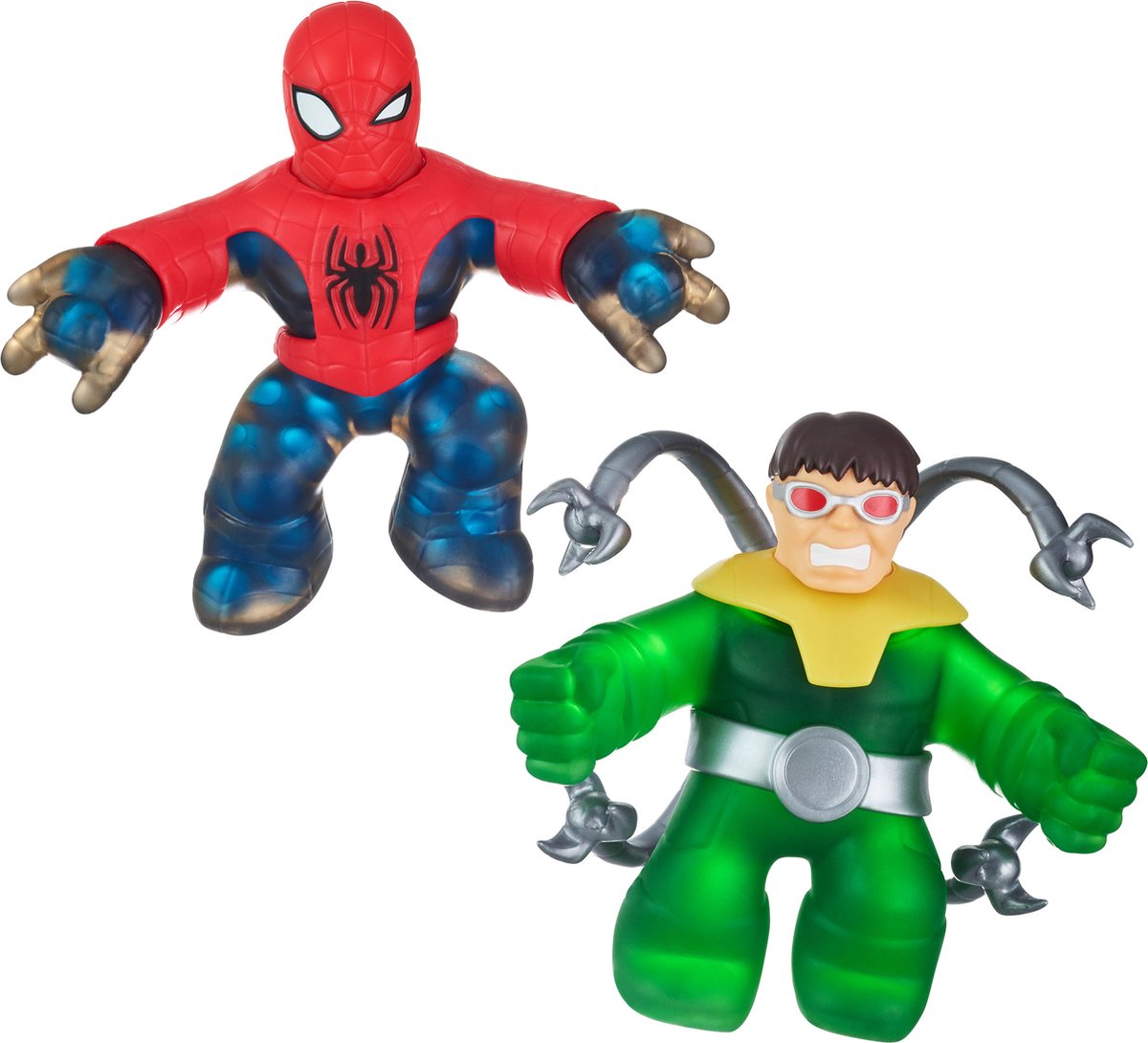 Goo jit zu marvel versus pack - spider-man vs doctor pulpo - paquete de 2 figuras elásticas