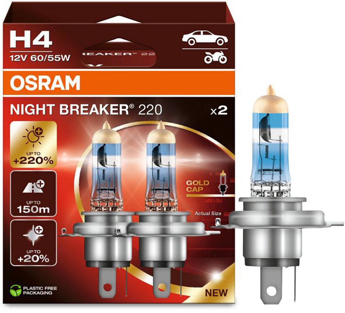 Lampada Osram 12v h4 60 55w night breaker 220