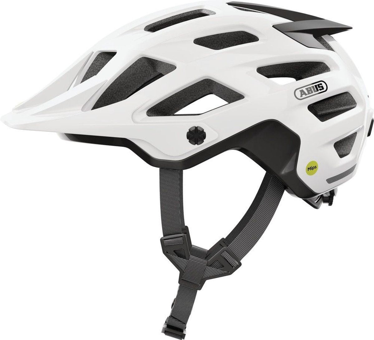 Abus fietshelm moventor 2.0 mips shiny white s - 51-55 cm - wit - geschikt voor gebruik op mountainbikes - 335 g