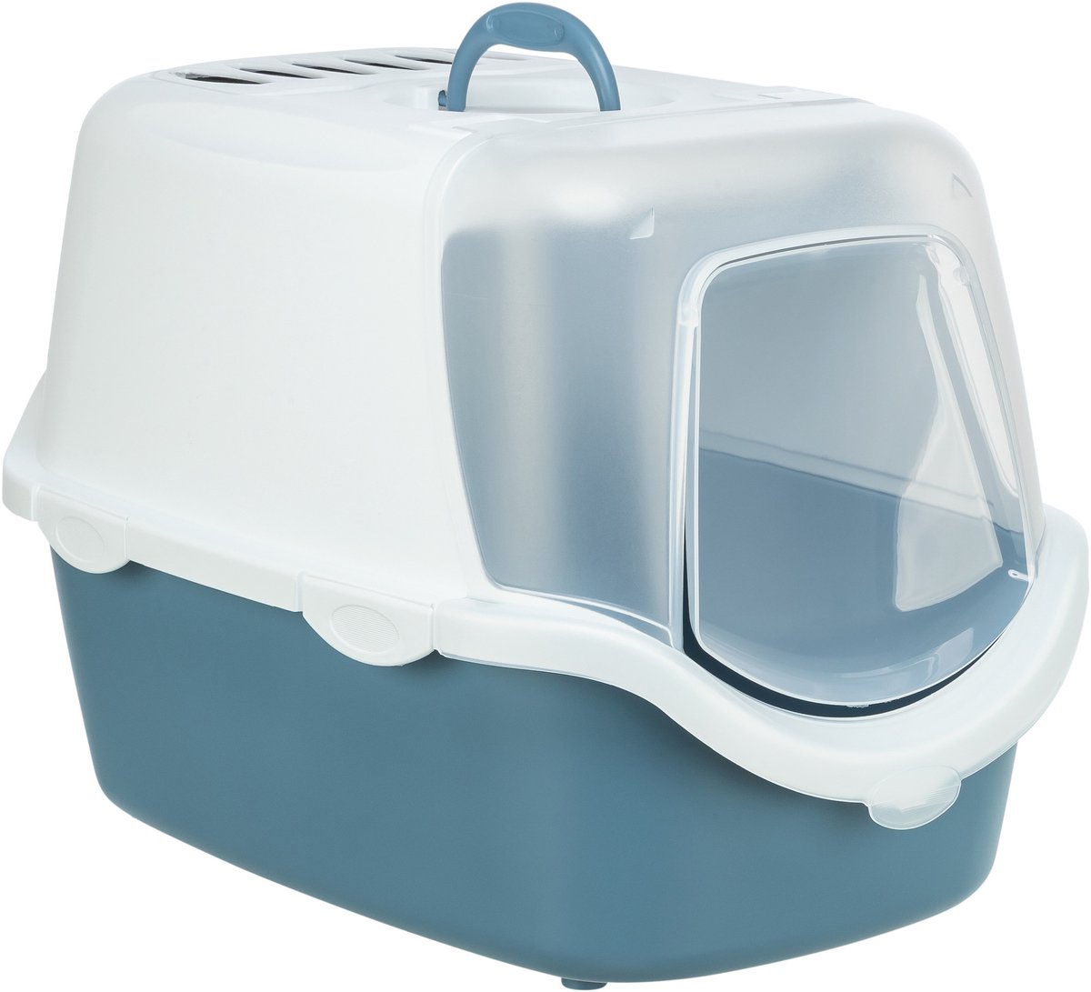 Trixie kattenbak vico open top met kap blauw grijs wit - 56x40x40 cm
