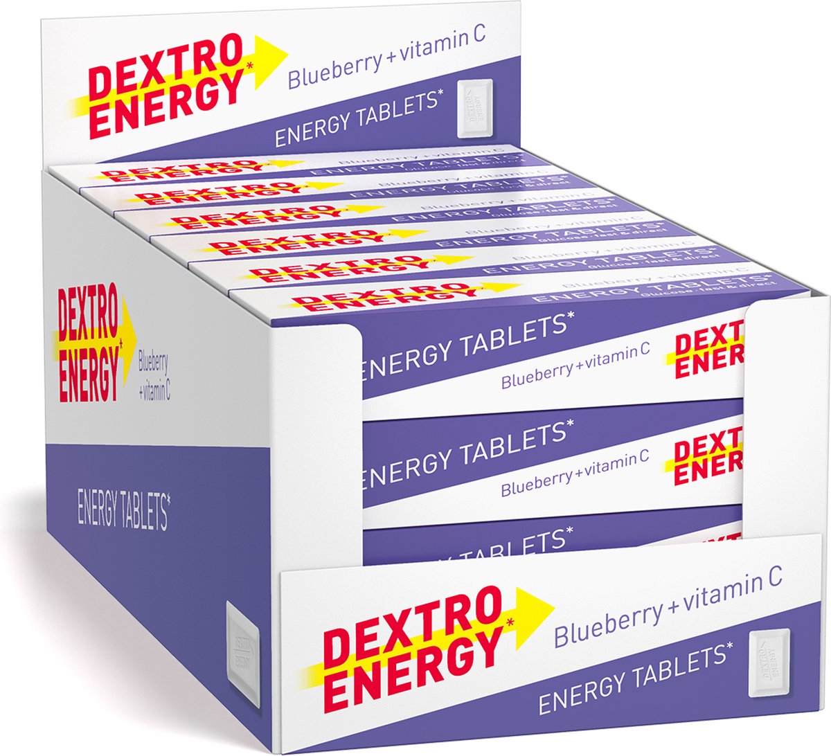 Dextro Energy Blueberry - 24 x 14 piezas - tabletas de dextrosa con vitamina C - dextrosa - azúcares rápidos