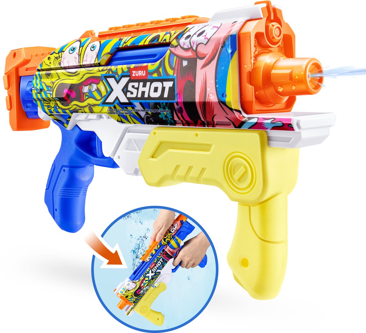 X-shot water xshot water spongebob hyperload water blaster by zuru