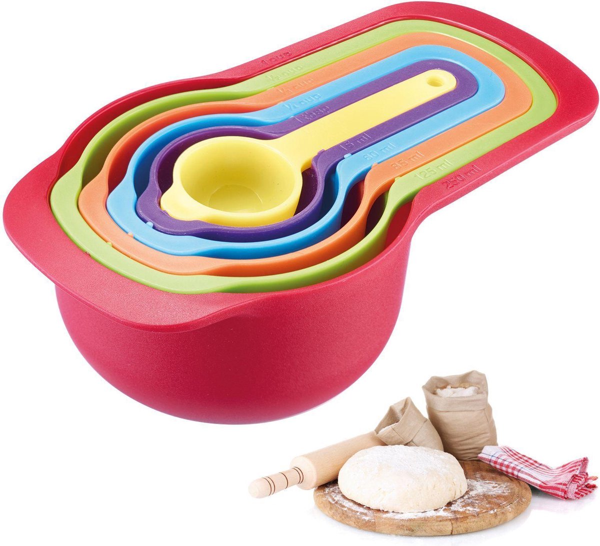 Westmark set da 6 misurini, contenuto: 7,5 15 60 85 125 250 ml, plastica, senza BPA, matroschka, colorato, 30582270