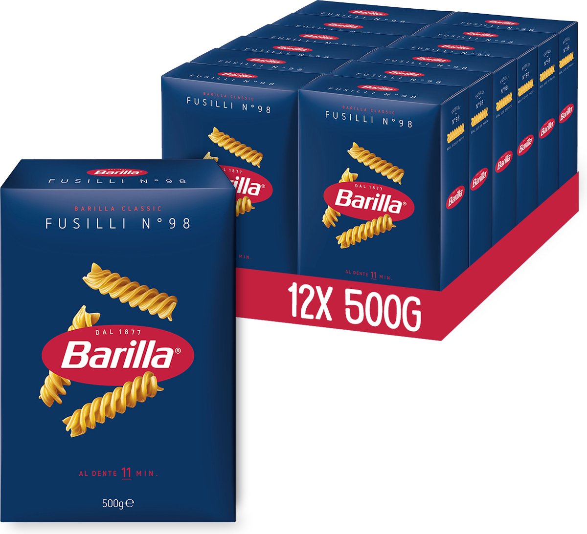 Barilla fusilli - traditioneel italiaans - pasta - 12 x 500g