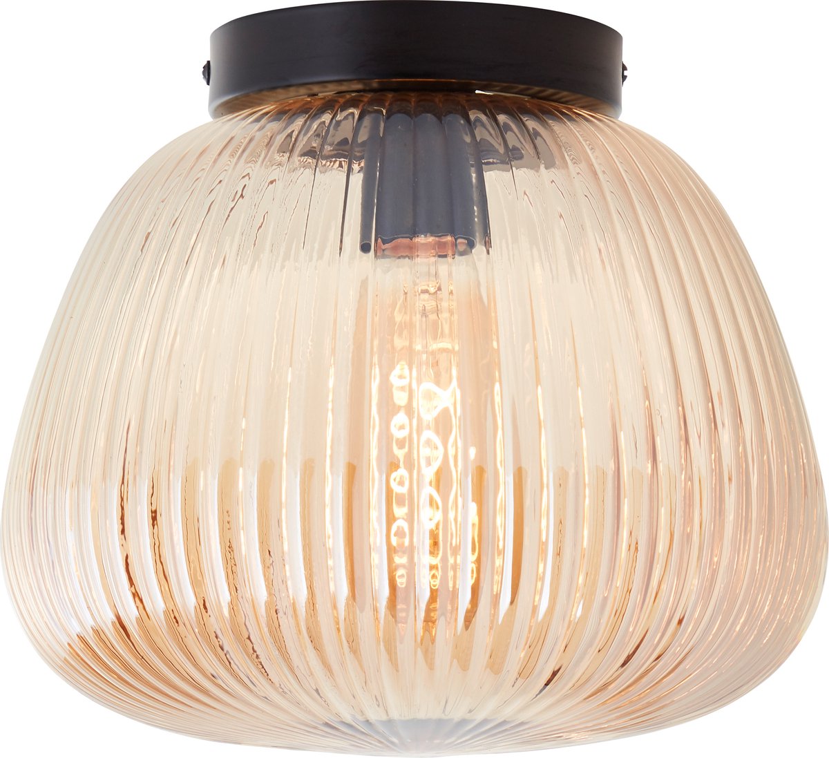 Brilliant kaizen - plafondlamp - 1-lichts rond - glas - 1xe27 max 40w - amber zwart
