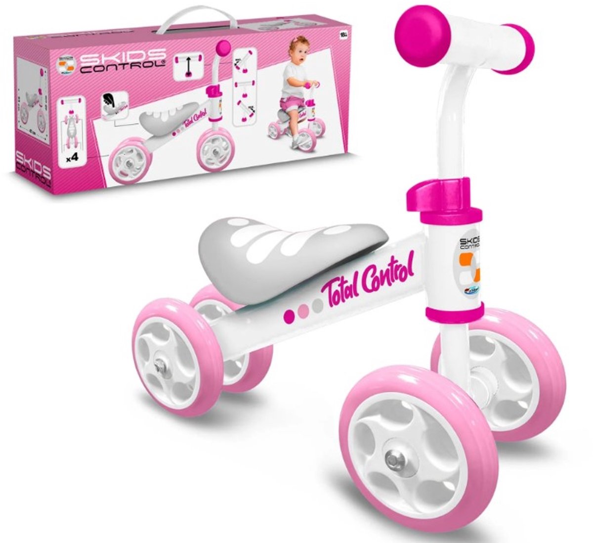 Patines controlan andador de cuatro ruedas para niña
