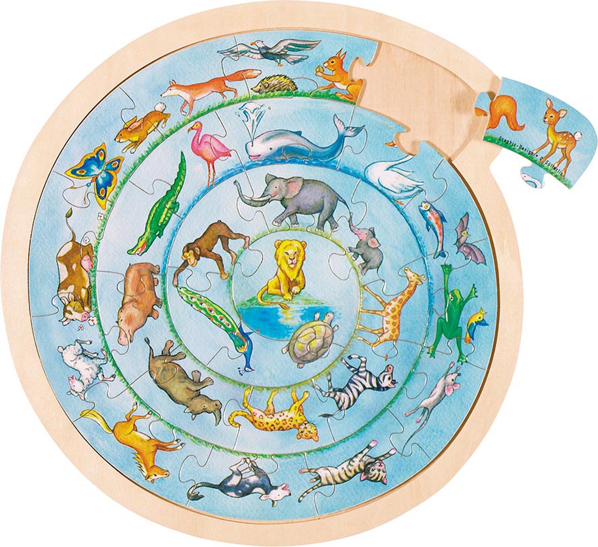 Círculo de animales del rompecabezas de Goki. 27 piezas. 30,7 cm3+