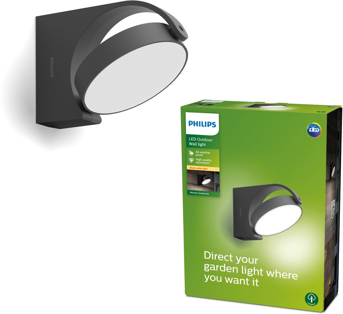 Lampada da parete Philips LED mimosa per esterno - antracite - luce bianca calda - 7 w