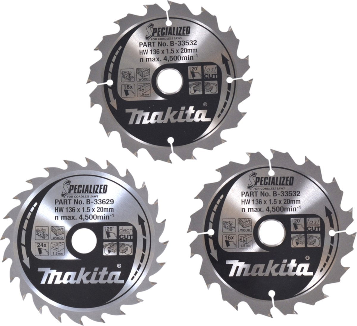 Makita b-33897 juego de hojas de sierra circular 136 x 20 x 1 mm 1 juego(s)