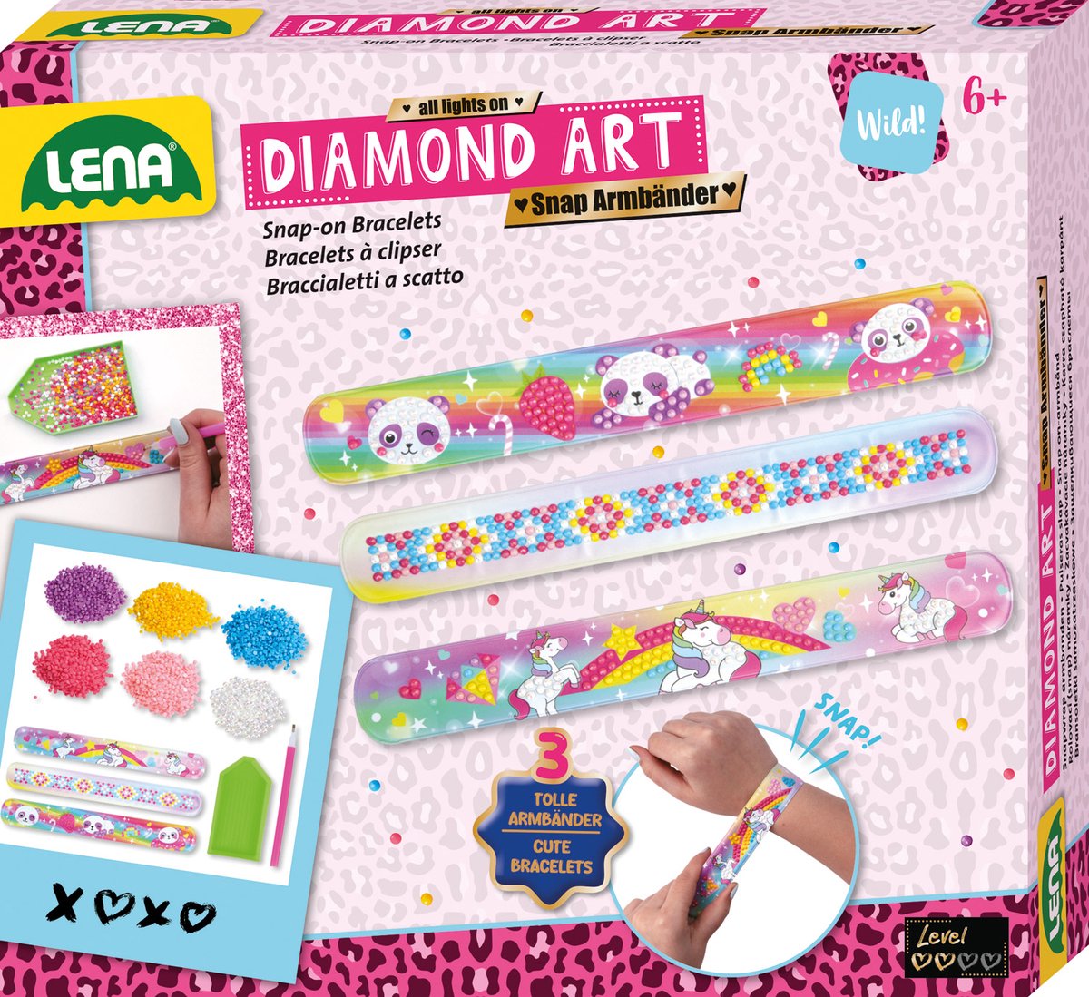 Braccialetti a scatto Lena Diamond Art: giocattoli creativi per bambini.