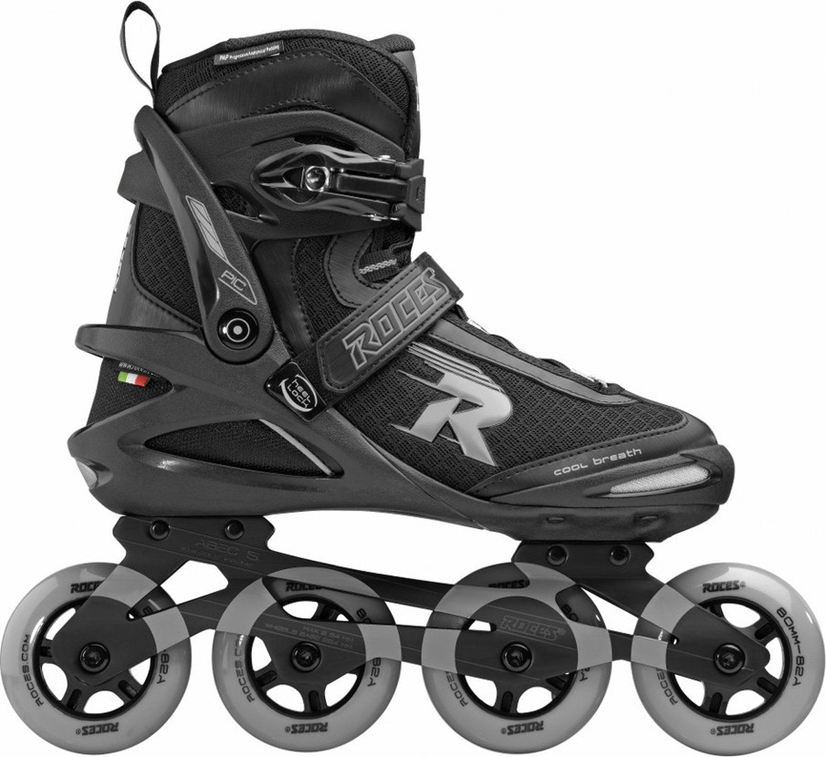 inline skates Pic softboot 82A zwart grijs maat 44