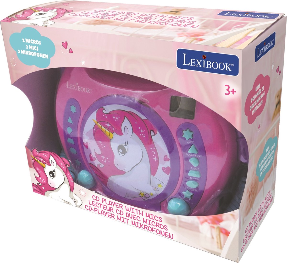 Lettore CD portatile Lexibook Unicorn con 2 microfoni sing-along