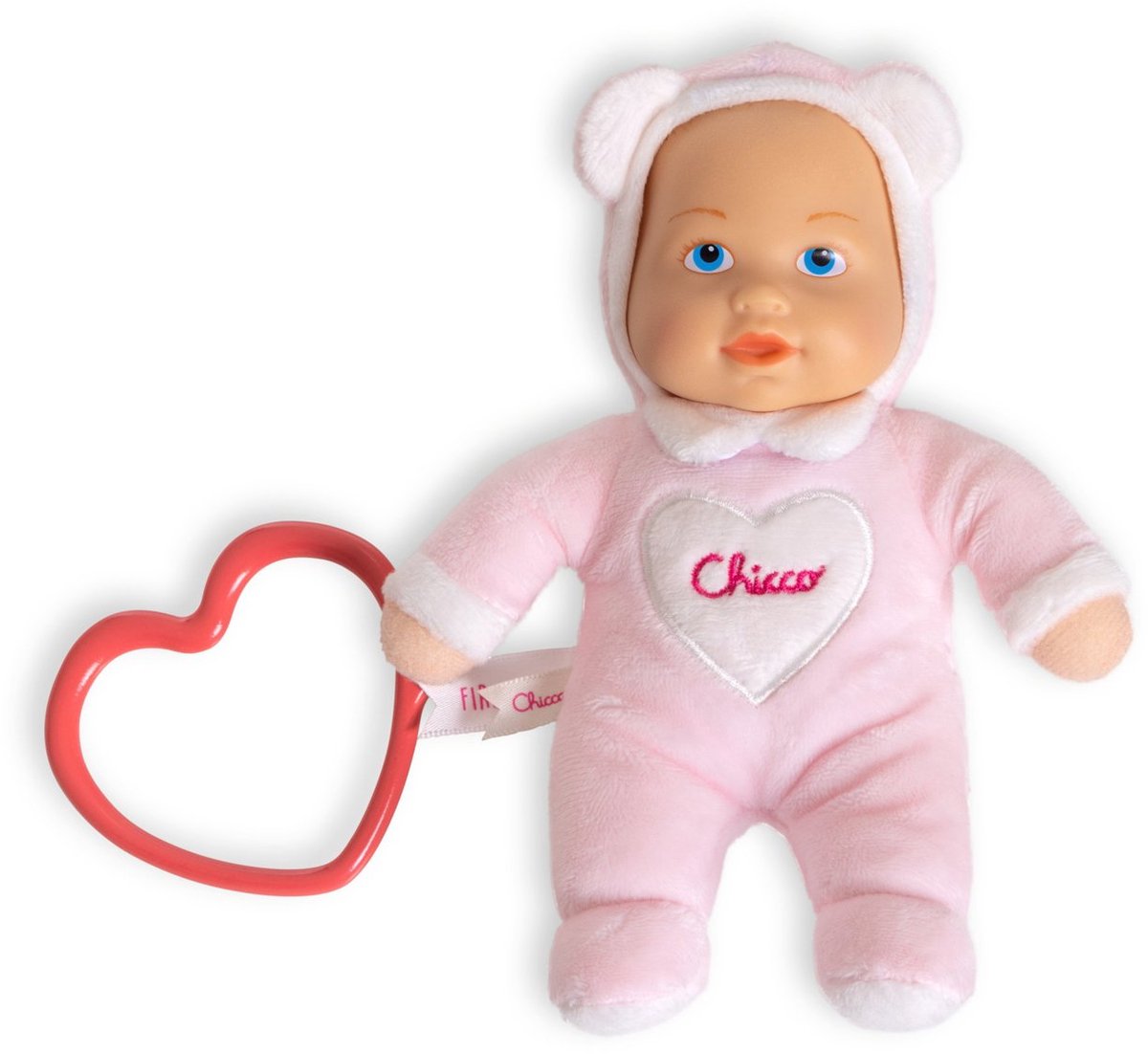Chicco my doudou doll - my little doll - muñeco de peluche suave con mordedor en forma de corazón - rosa (0m+)