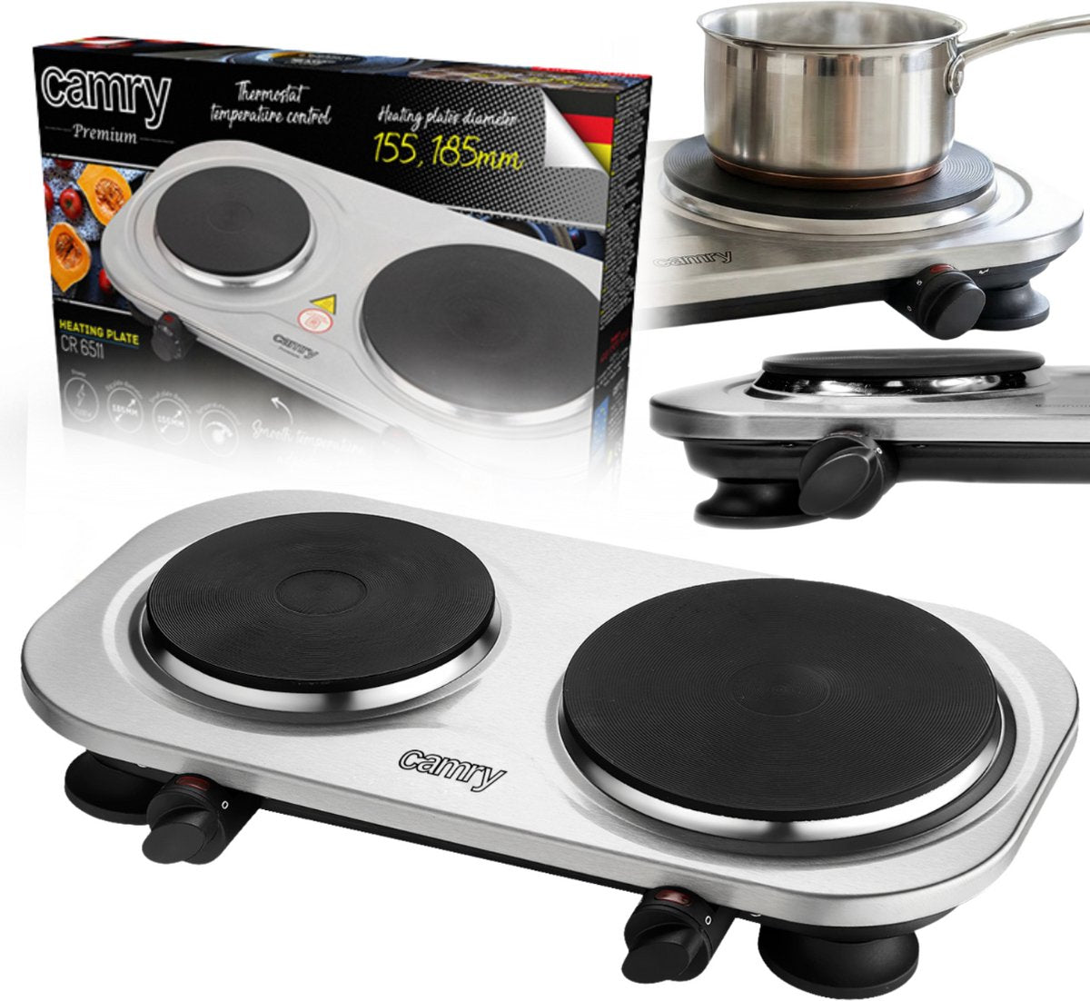 Camry cr 6511 - kookplaat - elektrisch - dubbel - 2500 watt