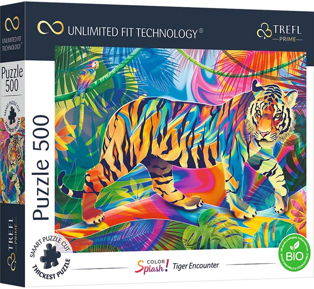 Trefl puzzle 500 pieces tiger encounter FSC sustainable cardboard.