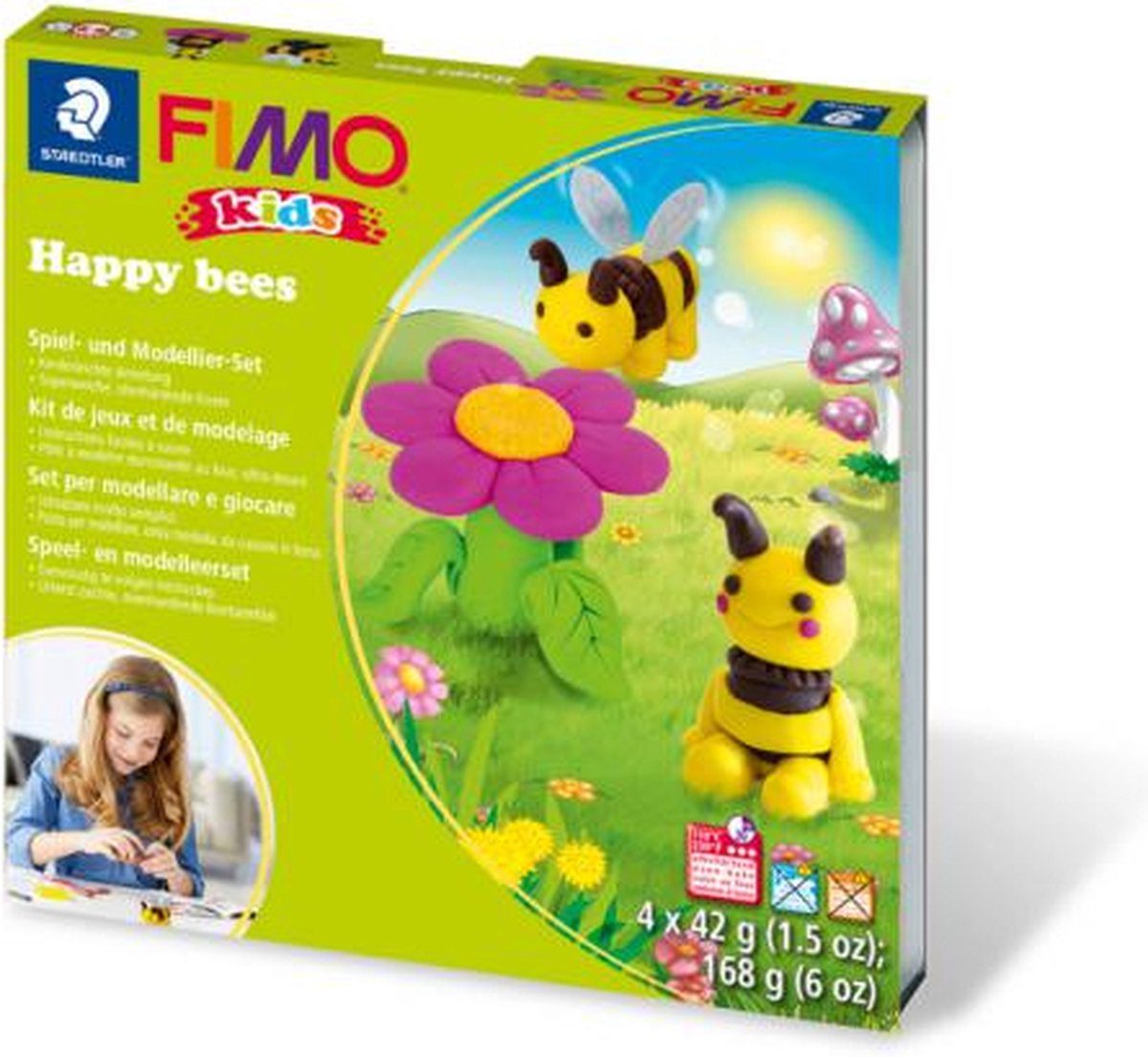 Fimo kids 8034 - arcilla de modelar que se endurece al horno - juego de formas abejas felices