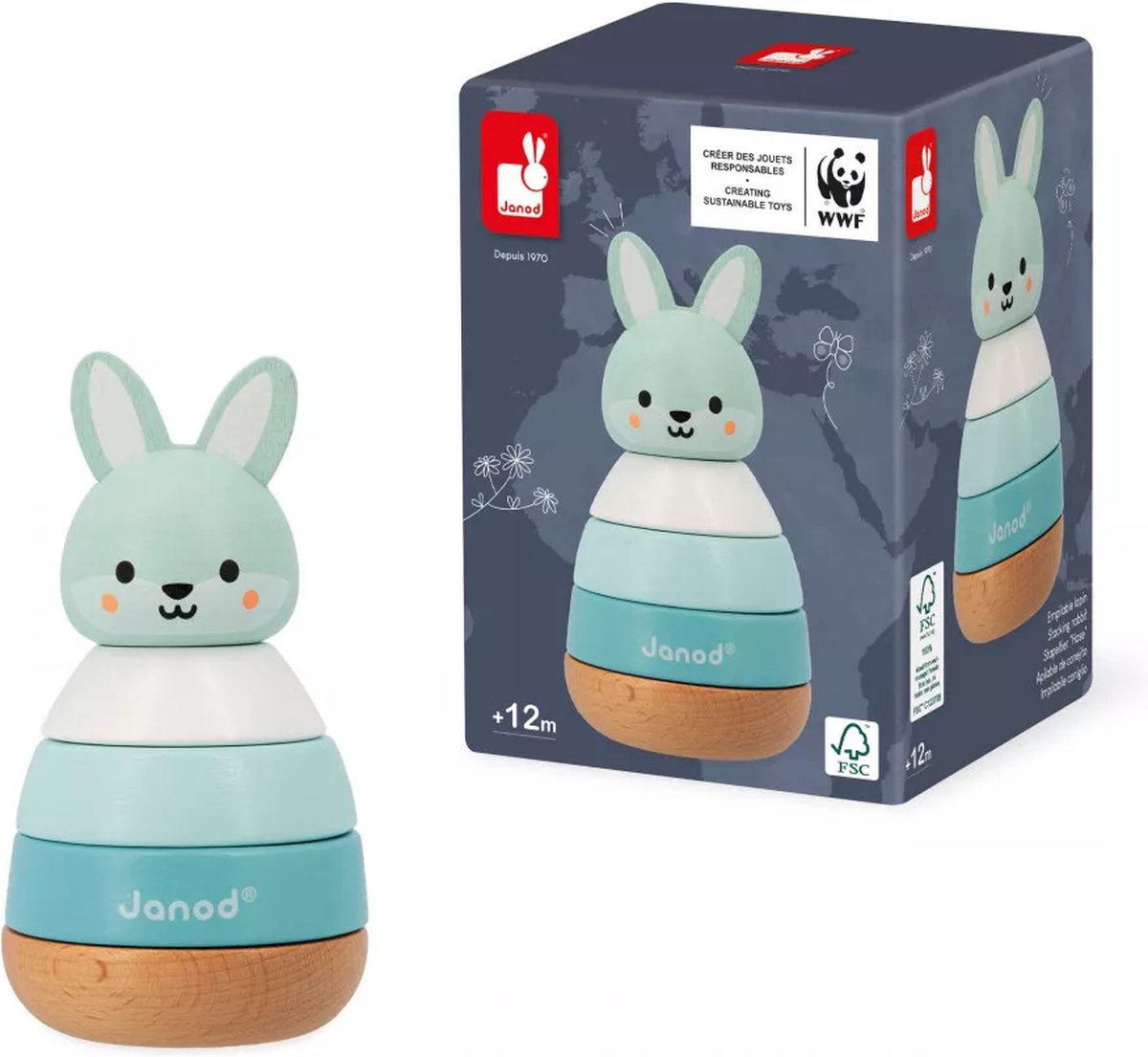 Janod - wwf - vaso apilable - conejo