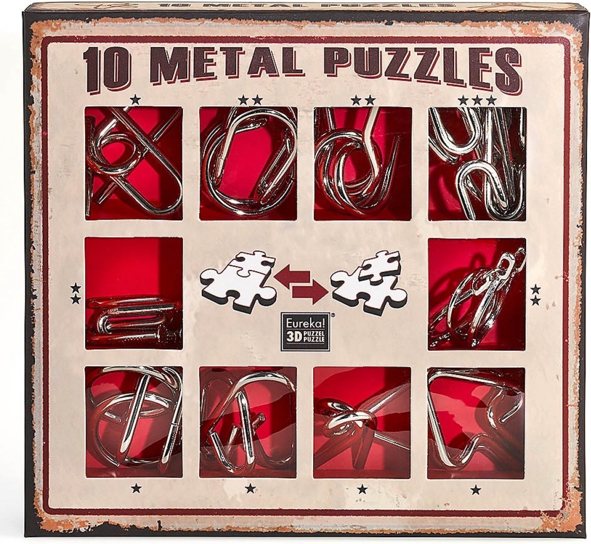 Set di puzzle rosso, 10 pezzi.