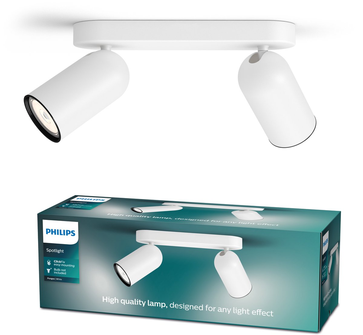 Philips LED Philips Pongee Foco de superficie - 2 luces - blanco
