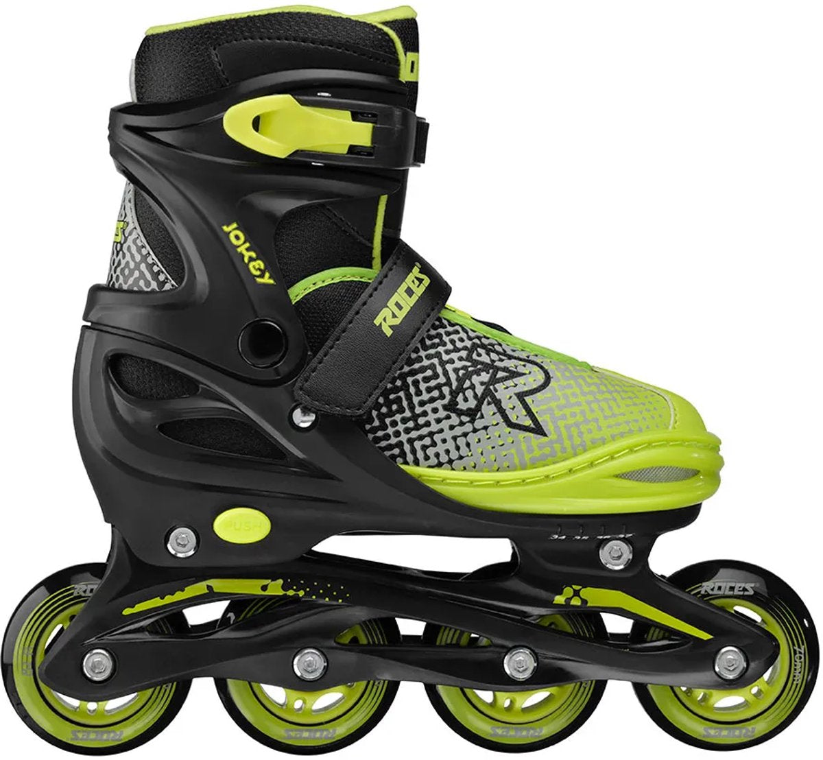 Roces jokey x patines en línea ajustables para niños - patines en línea - patines de crecimiento - negro verde - talla 26-29
