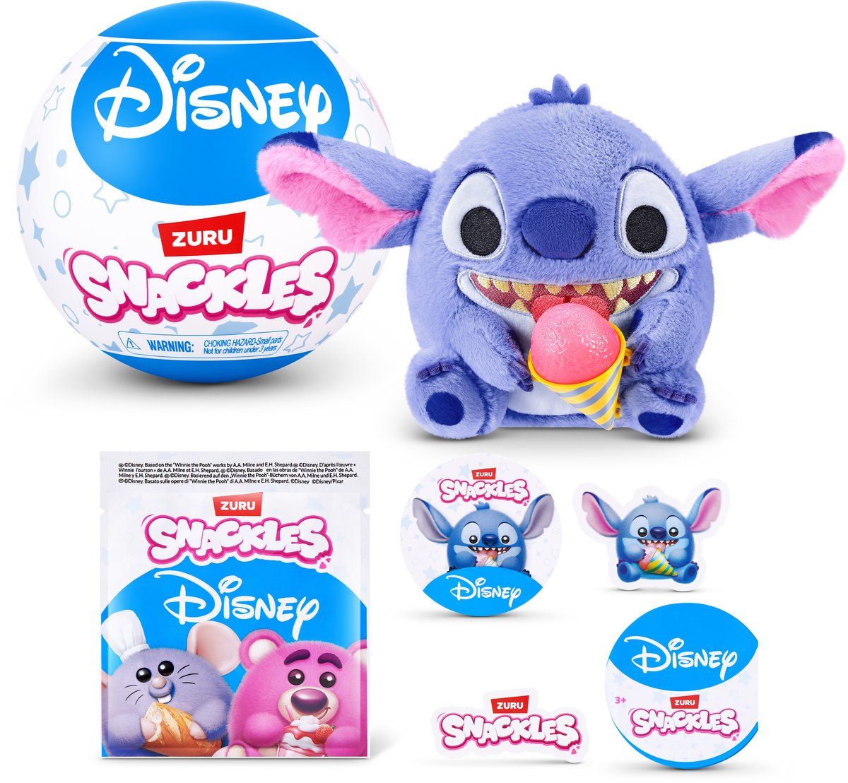 Snackles zuru disney verrassingsitem - knuffel - 12 cm