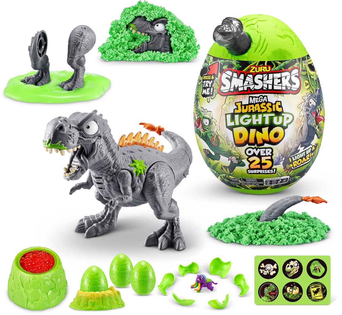 Zuru smashers zuru - smashers - mega jurassic light up dino egg - speelfiguur - t - rex