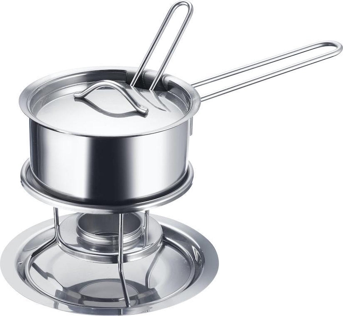 Pentola per burro Westmark, con coperchio, cucchiaio per salsa e scaldavivande, acciaio inossidabile, colore: argento, 62262260