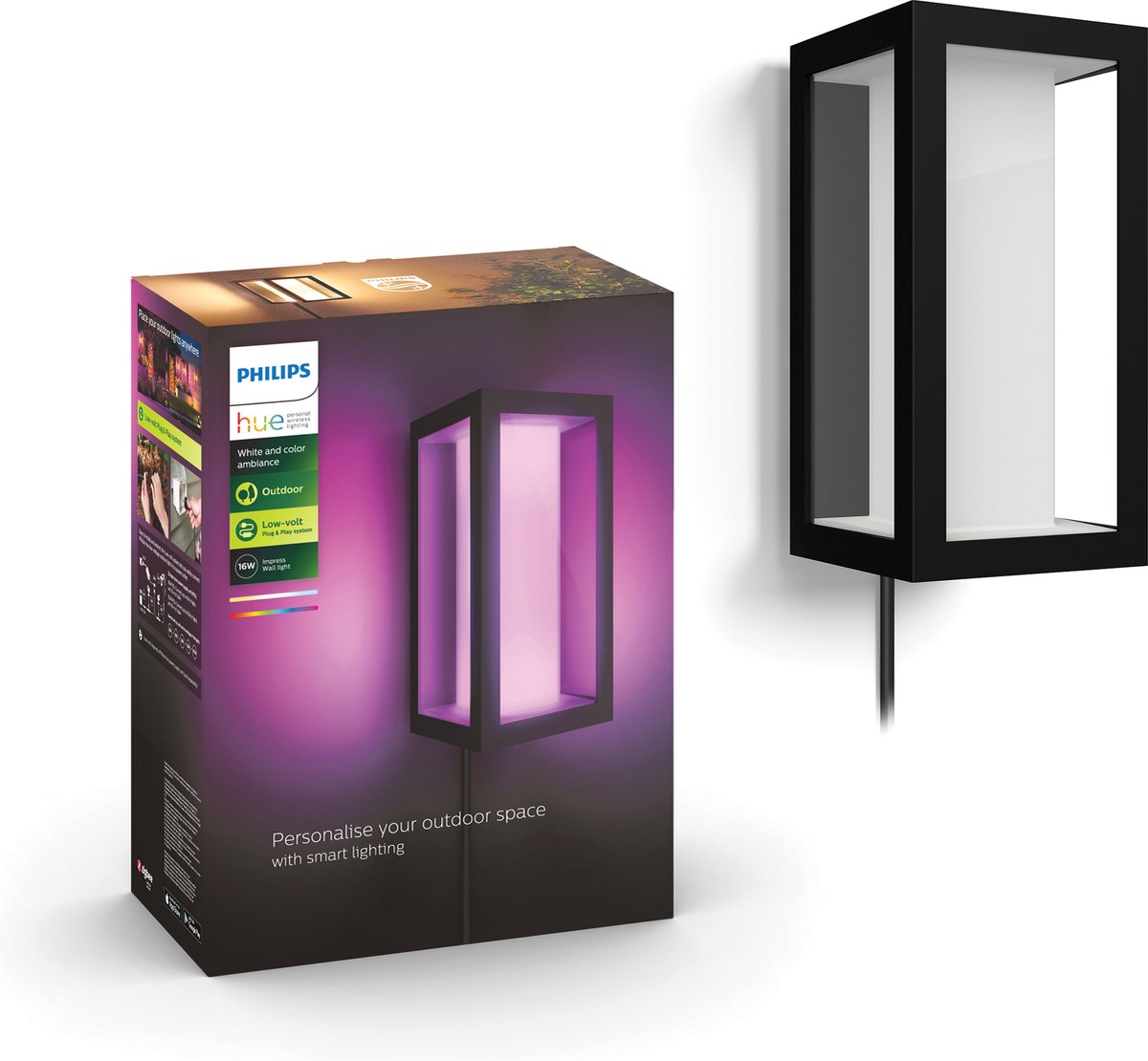 Lámpara de pared Philips Hue Impress - luz blanca y de color - negro - bajo voltaje