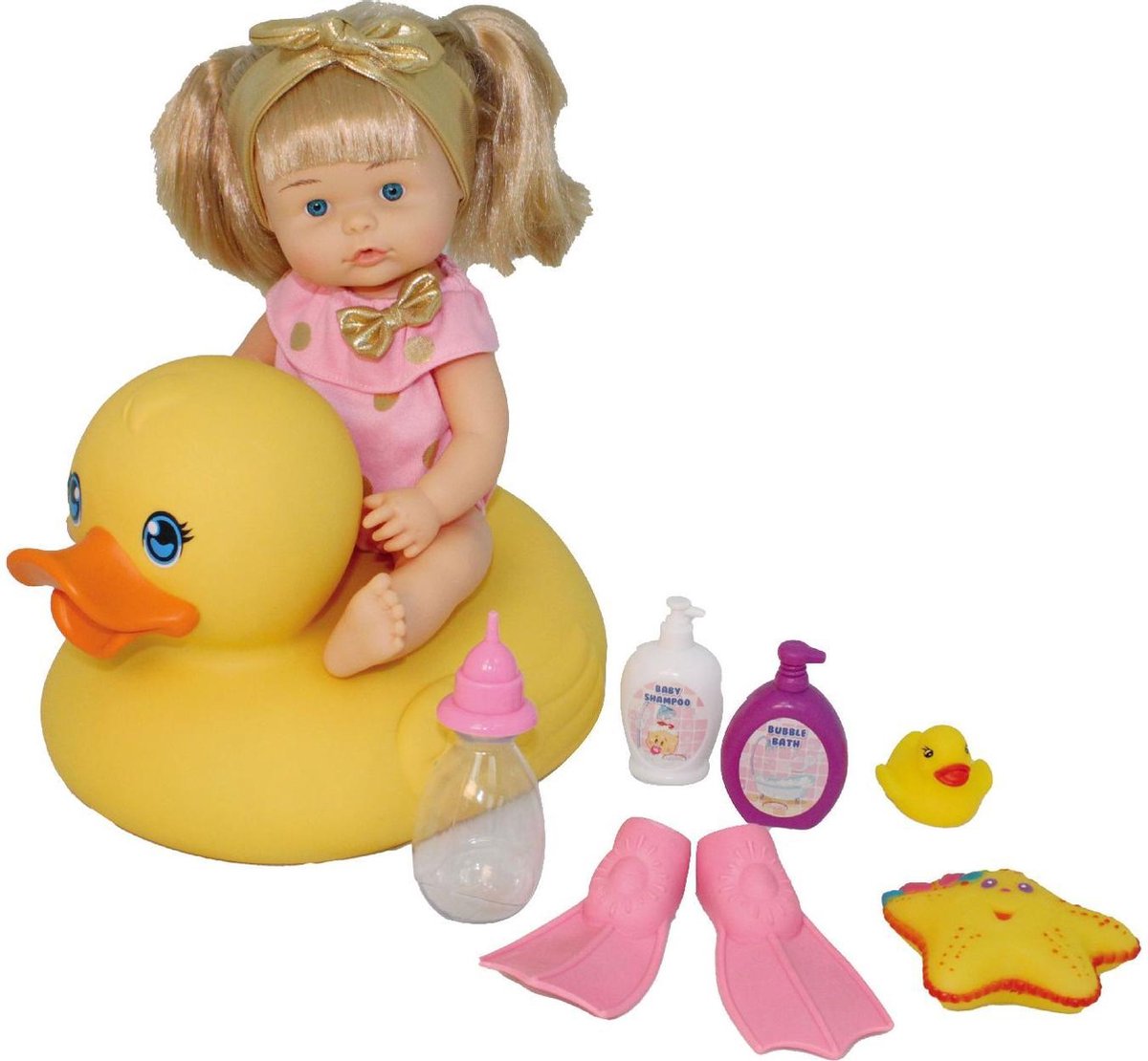 Muñeco Dimian con patito de goma y complementos - baby nena.