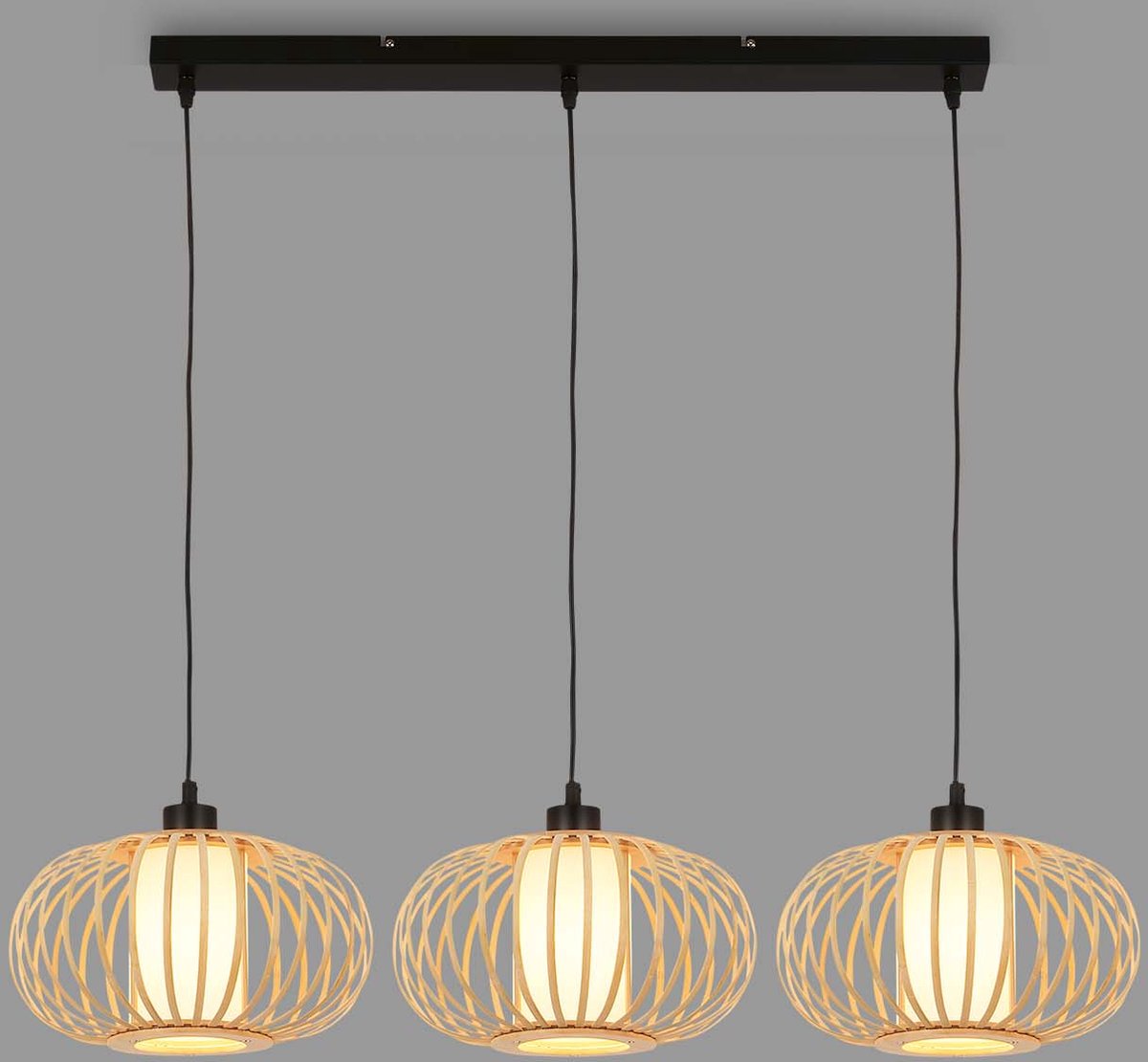 Briloner - rotti - hanglamp, 120 cm, 3x e27, max. 10w, houtkleurig