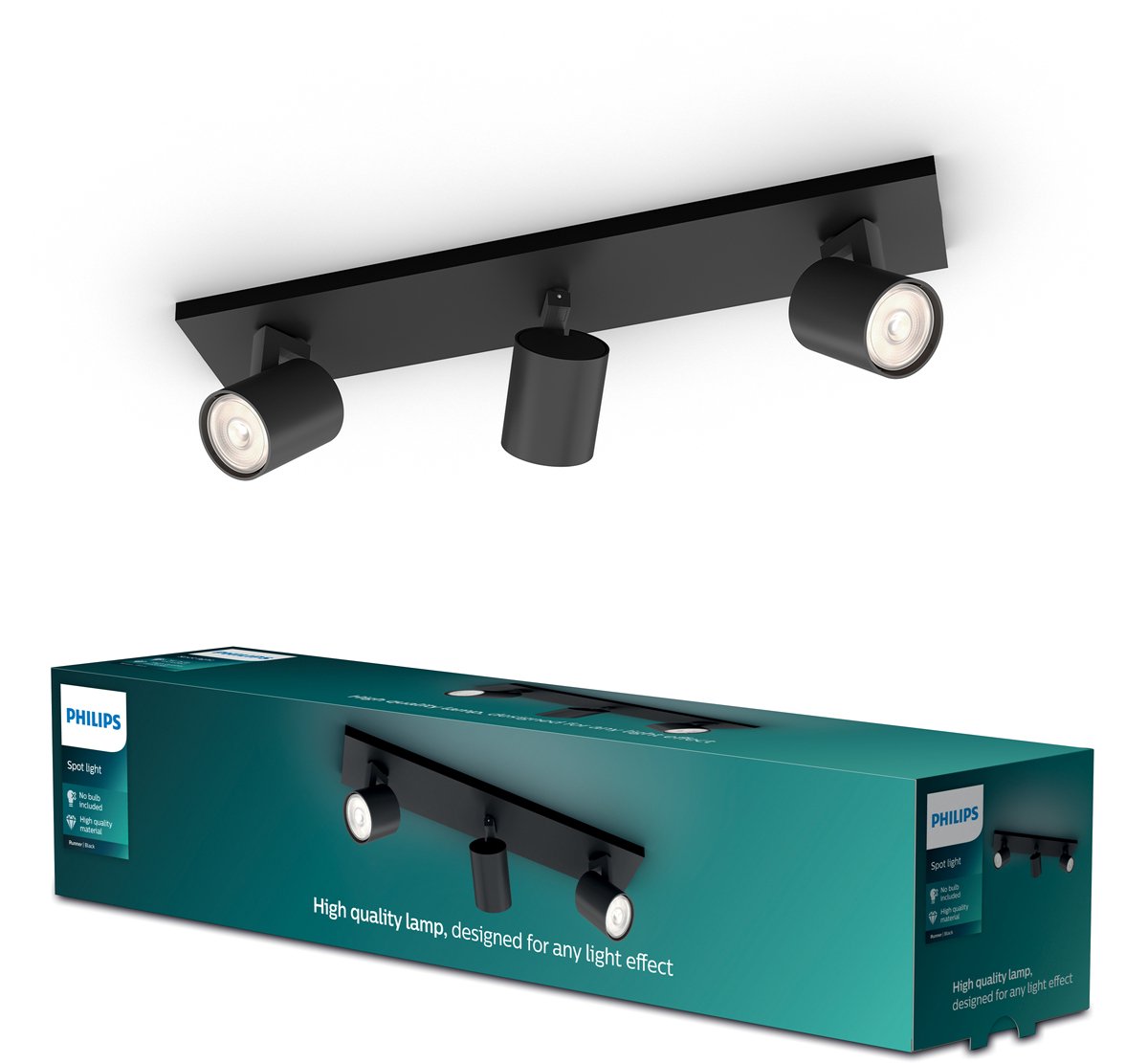 Philips Faretto da superficie LED Philips Runner - 3 luci - nero