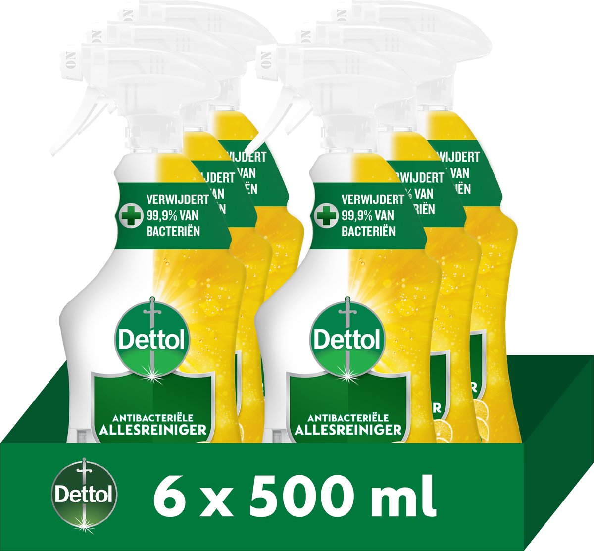 Dettol - 6 spray detergenti multiuso - antibatterico - 6x limone frizzante - 6x500 ml - confezione risparmio