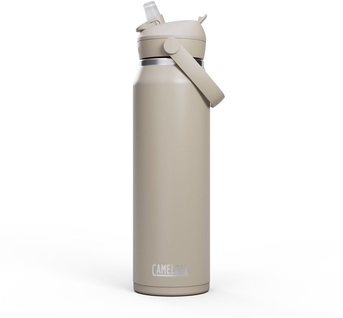 Camelbak thrive flip straw drinkfles - 1 l - rvs - met rietje - isolatie waterfles - beige