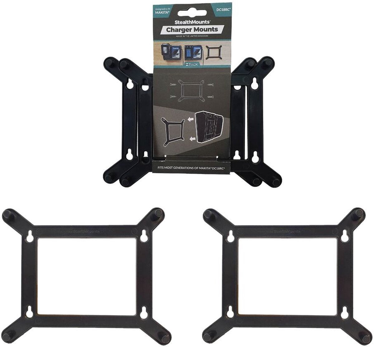 Supporto invisibile per caricatore singolo Makita | nero | 2 pezzi - cmc-mk-s
