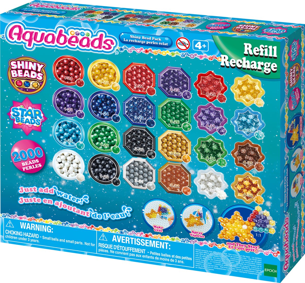 Aquabeads navulling glans parel pakket- 2000 parels in 24 kleuren