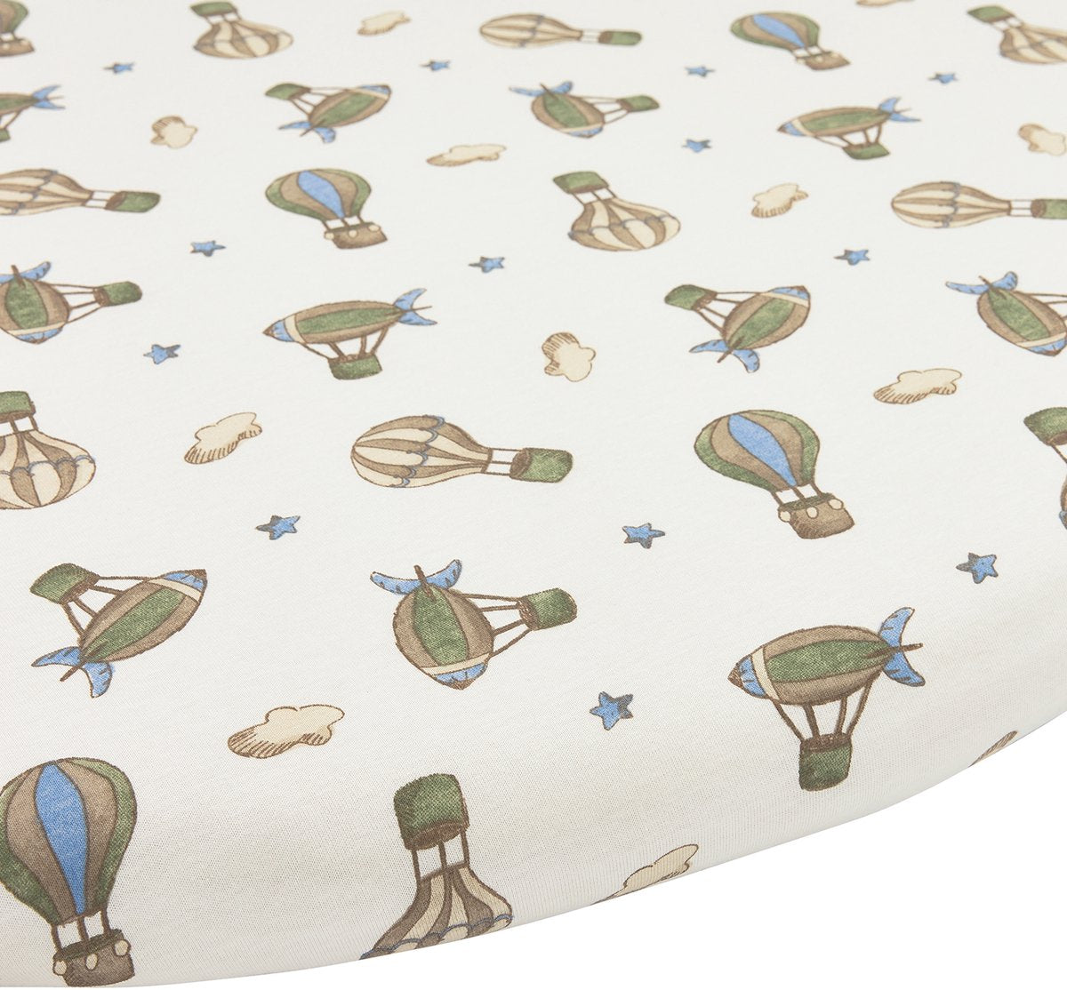 Materasso per box con angoli, lenzuolo con angoli Meyco per mongolfiere, rotondo, multicolore, 90 x 95 cm