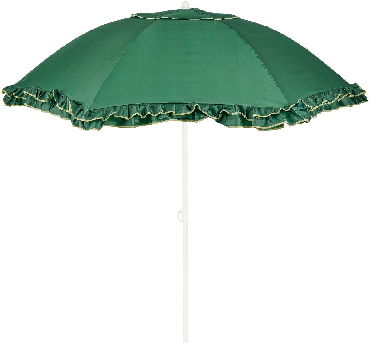 Ombrellone inclinabile con decorazioni in mica e volant - Ombrellone a bastone 238 x ø195 cm - Ombrellone da giardino o balcone - poliestere, acciaio - verde