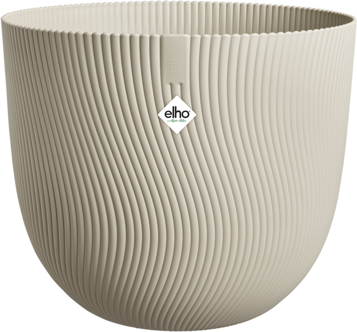 Elho sereh round 60 - macetero grande para interior y exterior - plástico 100% reciclado - ø 59 x h 50,6 cm - beige hongo