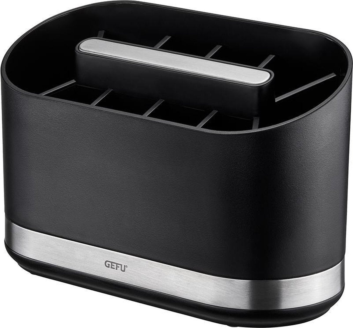 Porta utensilios de cocina Gefu smartline - porta utensilios de acero inoxidable con 10 compartimentos - divisor extraíble - antideslizante - organización de la cocina
